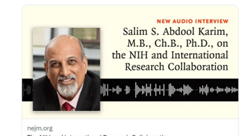 Interview with Salim Abdool Karim on a National Institutes of Health policy that will add new requirements for foreign subrecipients of funding