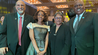 The Abdool Karims address the  University of  Botswana Foundation dinner