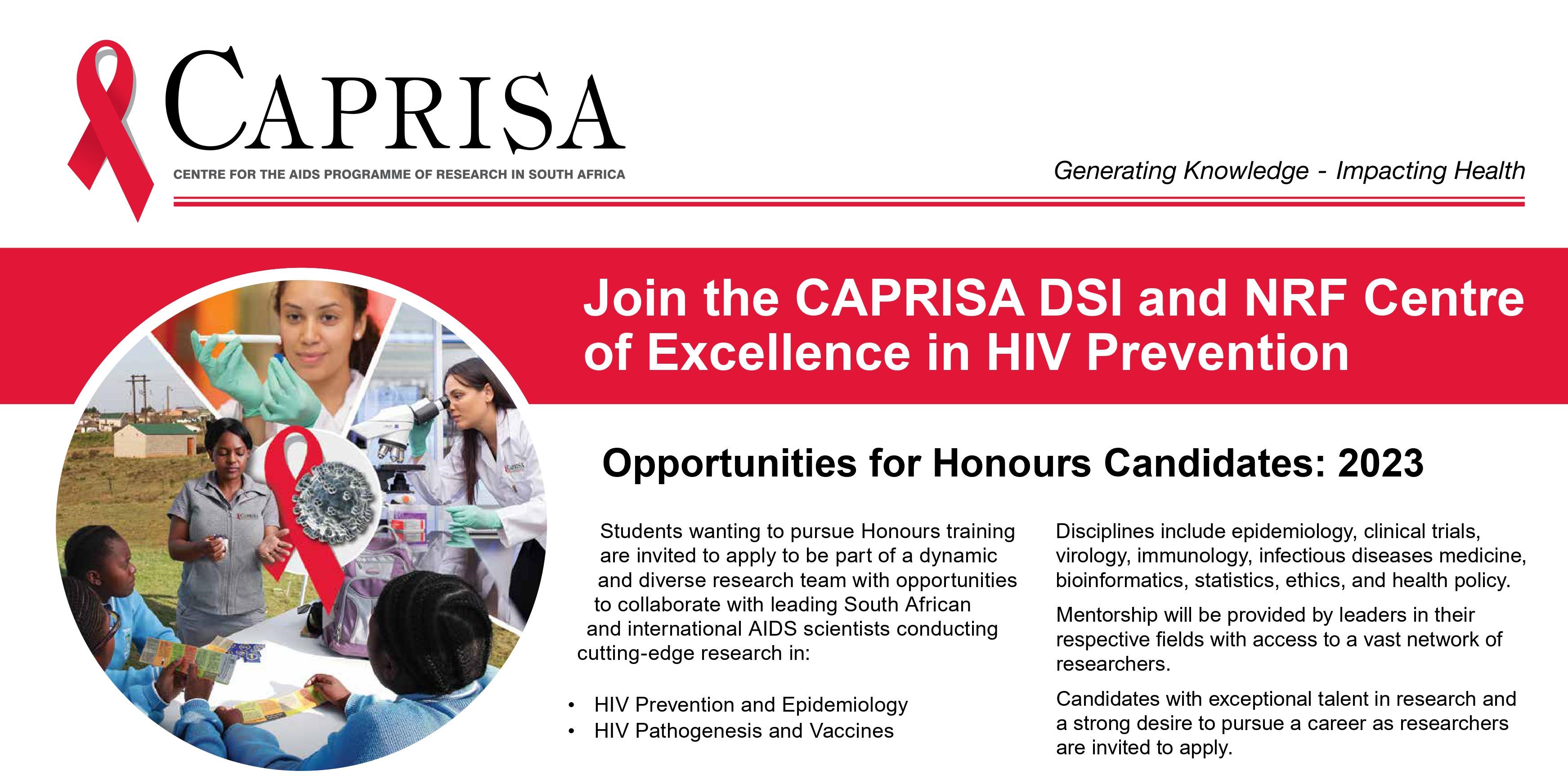 CAPRISA DSI - NRF Centre of Excellence in HIV Prevention Honours Fellowship