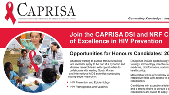 CAPRISA DSI - NRF Centre of Excellence in HIV Prevention Offers Honours Fellowship for 2024 in HIV Research