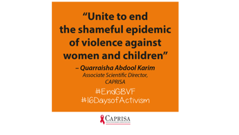 CAPRISA joins the call for 16 Days of Activism against Gender-Based Violence and Femicide
